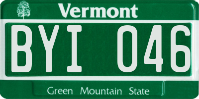 VT license plate BYI046