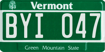 VT license plate BYI047