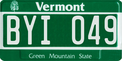 VT license plate BYI049