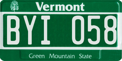 VT license plate BYI058