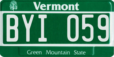 VT license plate BYI059