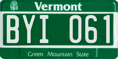 VT license plate BYI061
