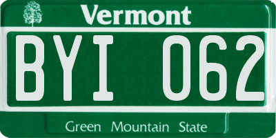 VT license plate BYI062