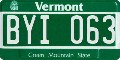 VT license plate BYI063