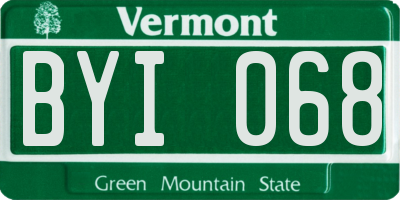 VT license plate BYI068