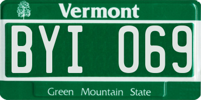 VT license plate BYI069