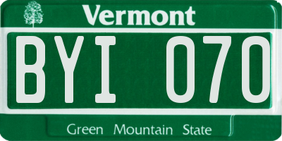 VT license plate BYI070