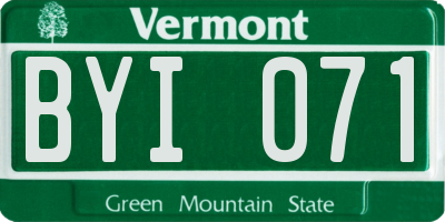 VT license plate BYI071