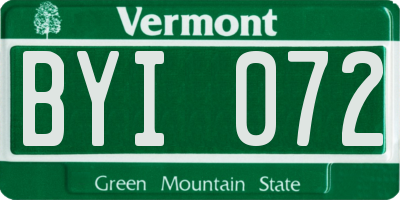VT license plate BYI072