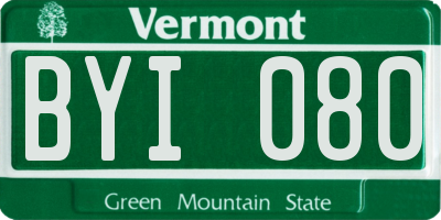 VT license plate BYI080