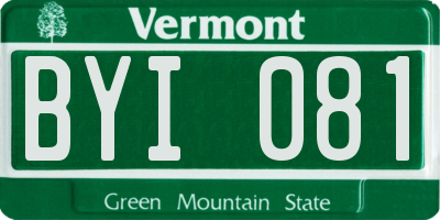 VT license plate BYI081