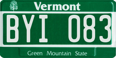 VT license plate BYI083