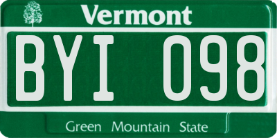 VT license plate BYI098