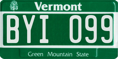 VT license plate BYI099