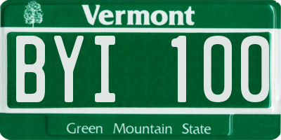 VT license plate BYI100