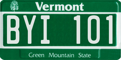 VT license plate BYI101