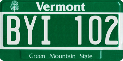 VT license plate BYI102