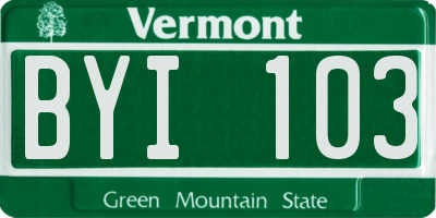VT license plate BYI103