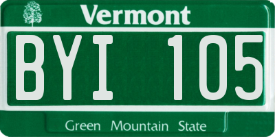 VT license plate BYI105