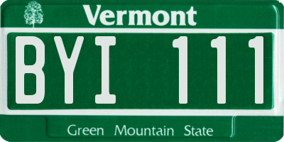 VT license plate BYI111