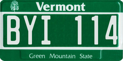 VT license plate BYI114