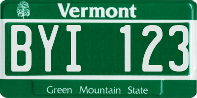 VT license plate BYI123