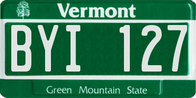 VT license plate BYI127