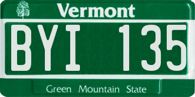VT license plate BYI135