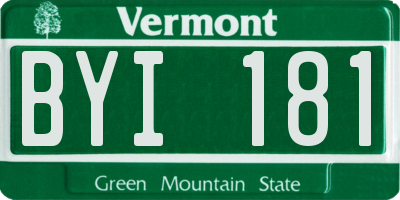 VT license plate BYI181