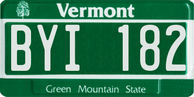 VT license plate BYI182