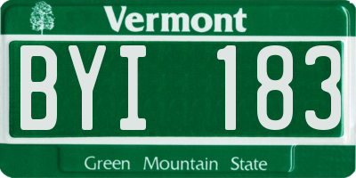 VT license plate BYI183