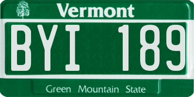 VT license plate BYI189