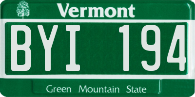 VT license plate BYI194