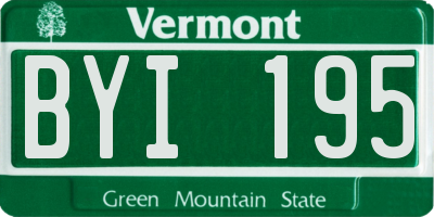 VT license plate BYI195