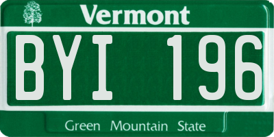 VT license plate BYI196