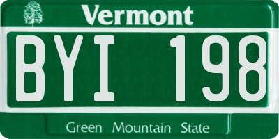 VT license plate BYI198