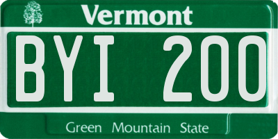 VT license plate BYI200