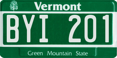 VT license plate BYI201