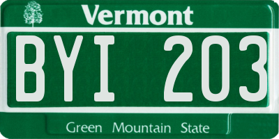 VT license plate BYI203
