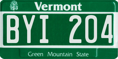 VT license plate BYI204