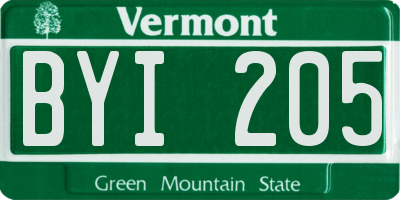 VT license plate BYI205