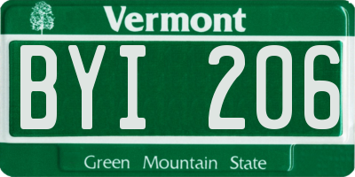VT license plate BYI206