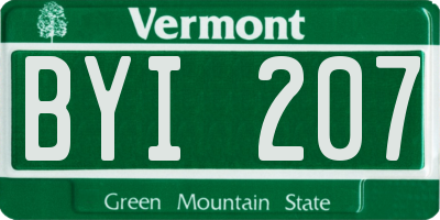 VT license plate BYI207