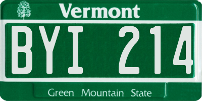 VT license plate BYI214