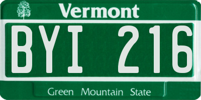 VT license plate BYI216