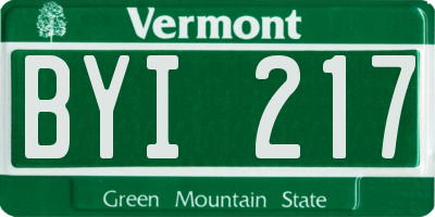 VT license plate BYI217