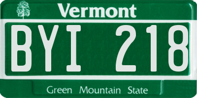 VT license plate BYI218