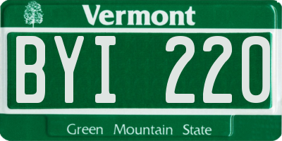VT license plate BYI220