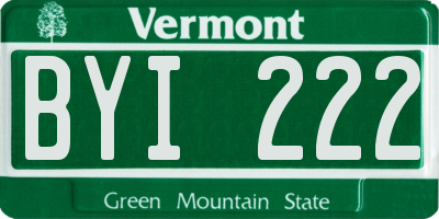 VT license plate BYI222