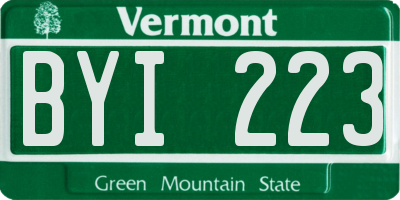 VT license plate BYI223